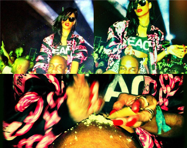 Rihanna skr�ca jointa na g�owie ochroniarza!